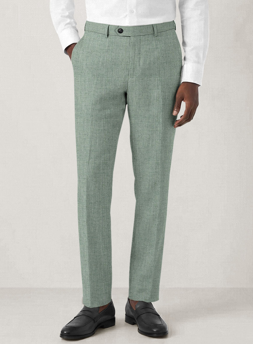 Italian Prato Celadon Linen Pants - StudioSuits