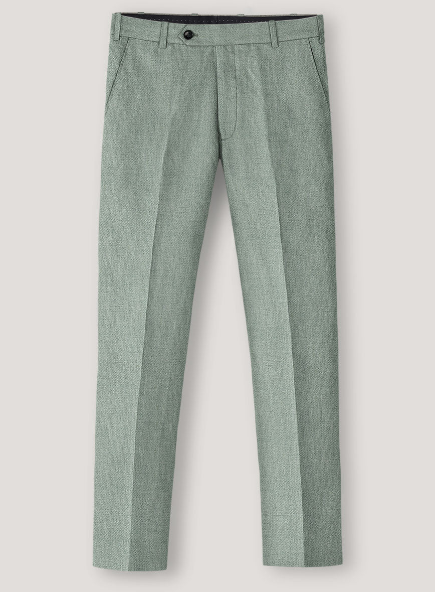 Italian Prato Celadon Linen Pants - StudioSuits