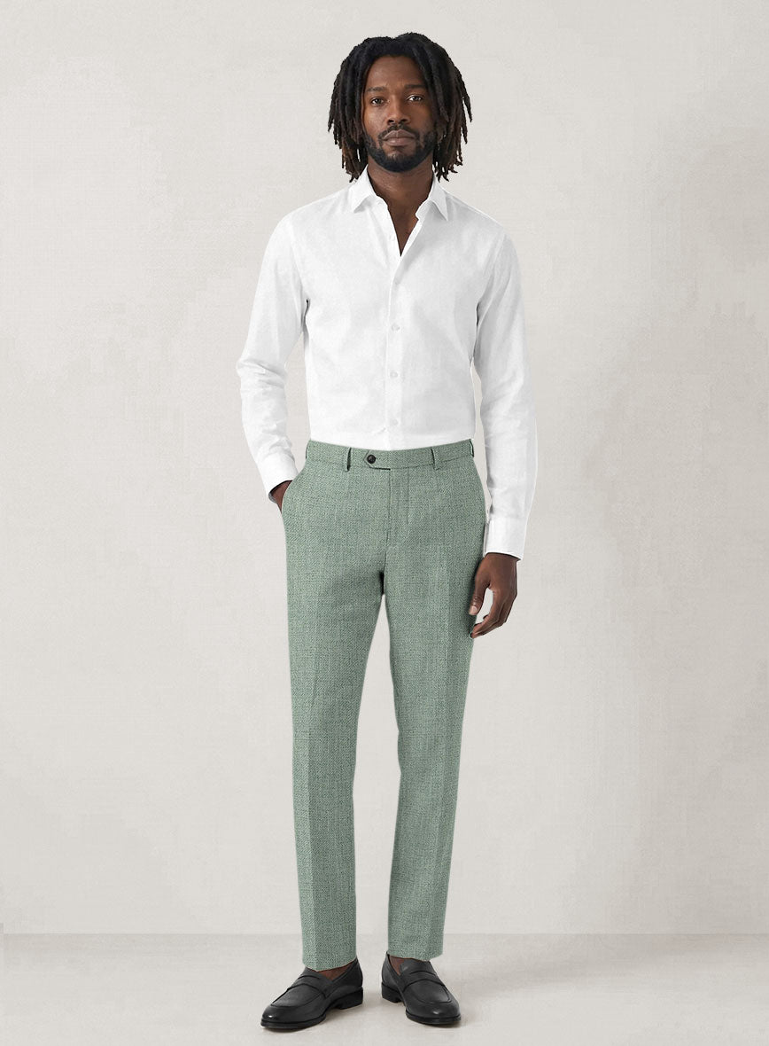Italian Prato Celadon Linen Pants - StudioSuits