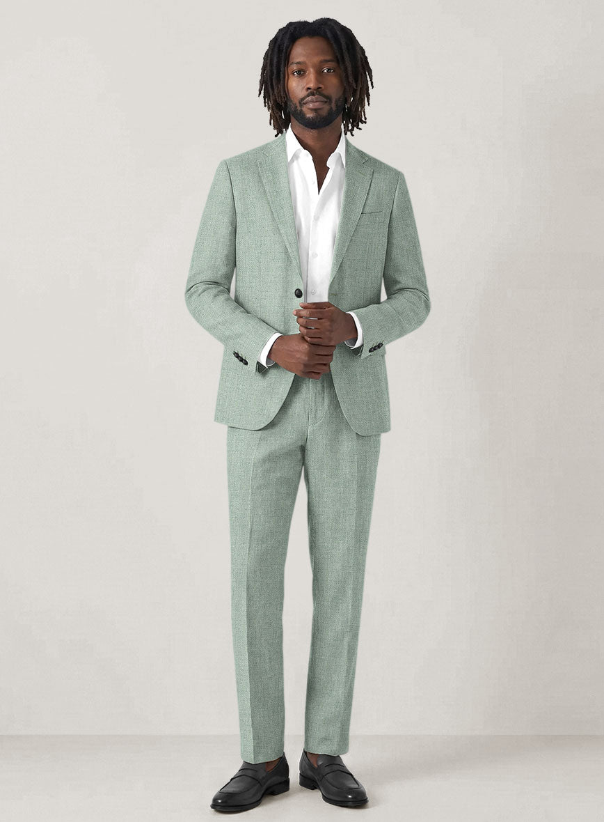 Italian Prato Celadon Linen Suit - StudioSuits