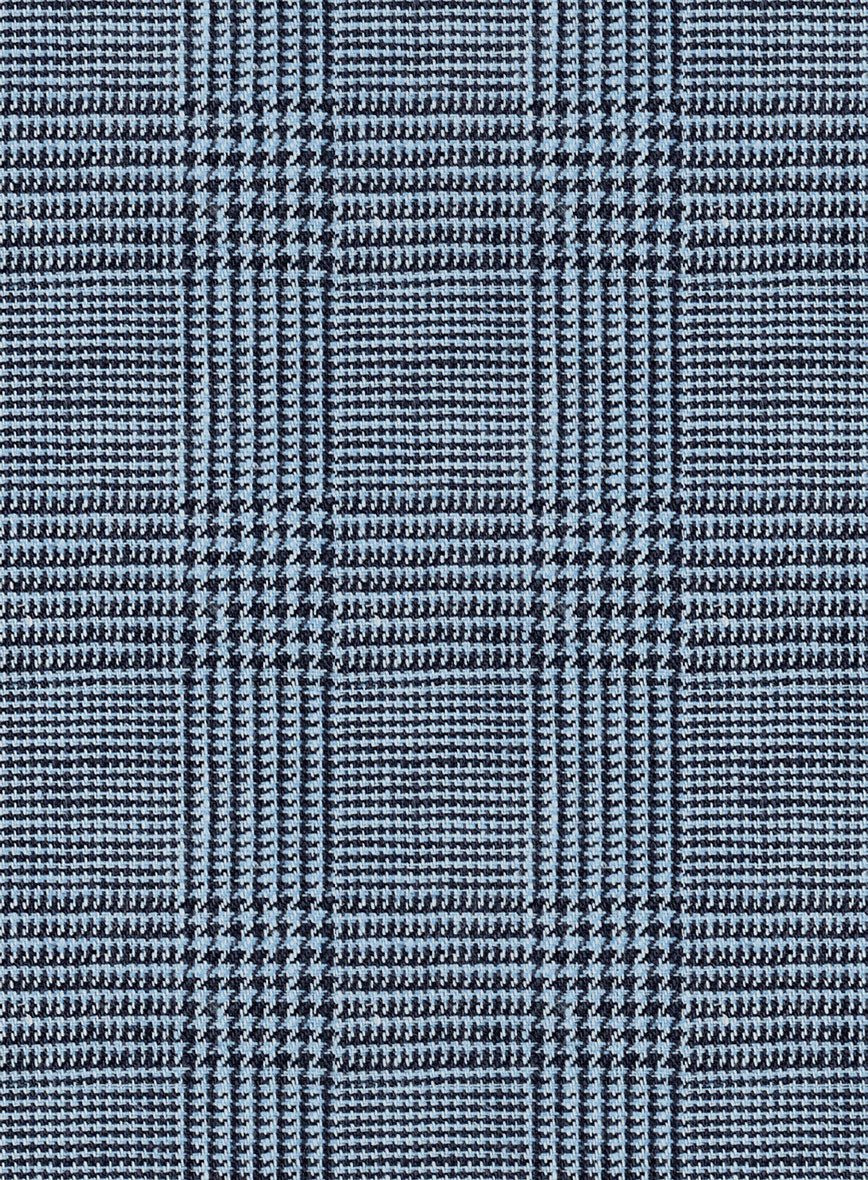 Italian Prato Cobalt Blue Check Linen Pants - StudioSuits