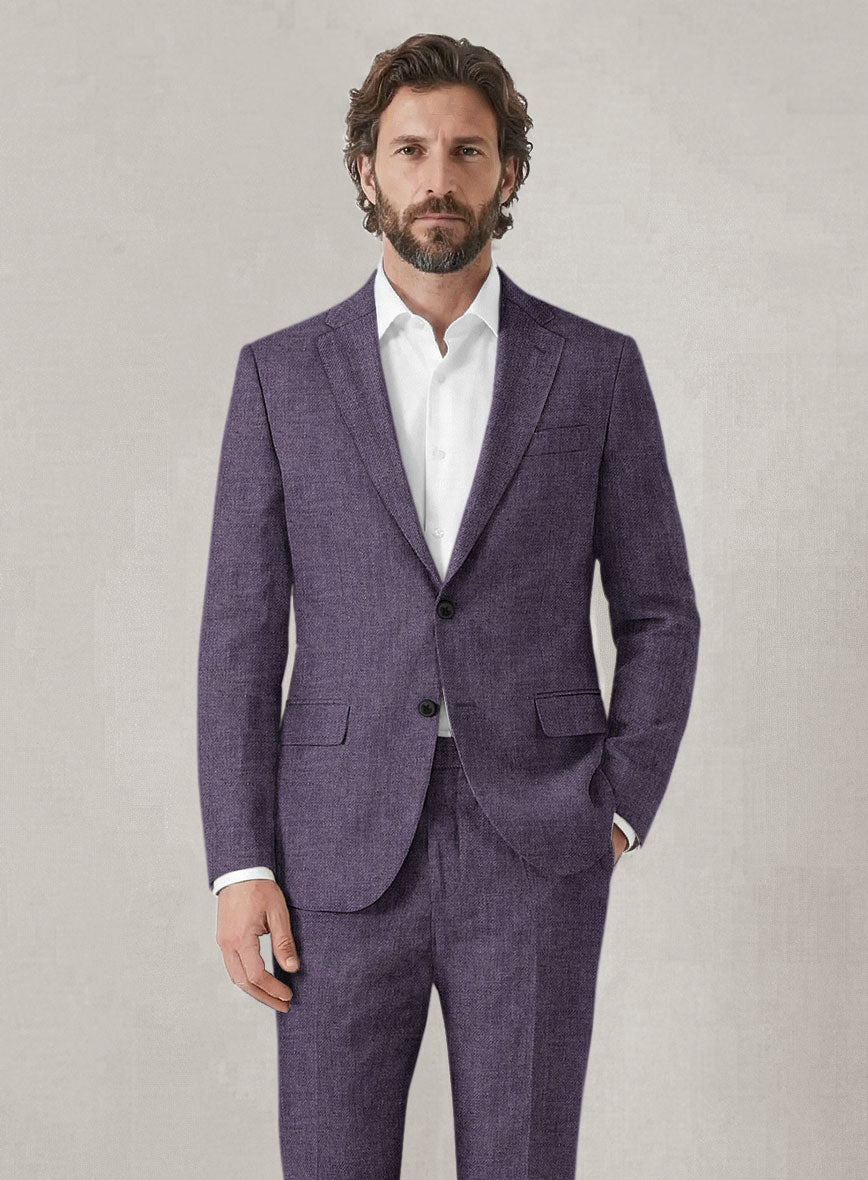 Italian Prato Damson Linen Jacket - StudioSuits