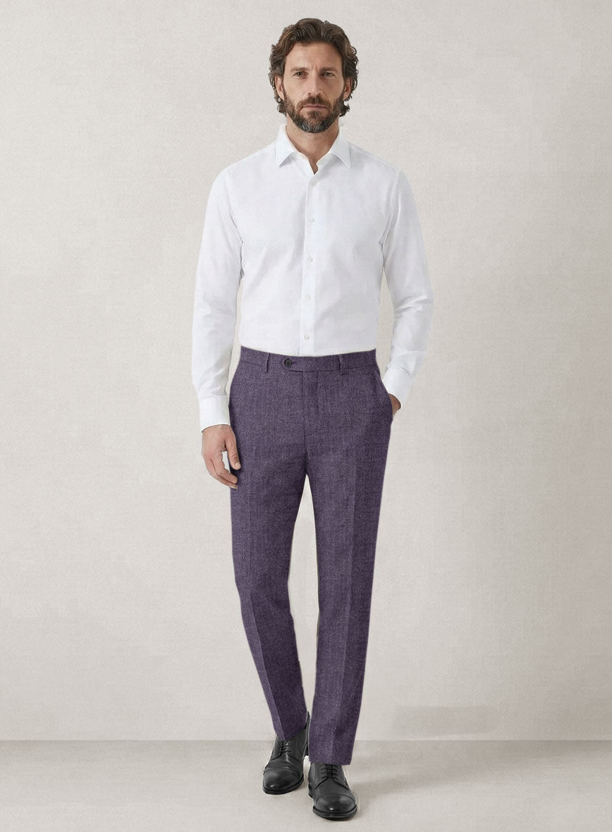 Italian Prato Damson Linen Pants - StudioSuits