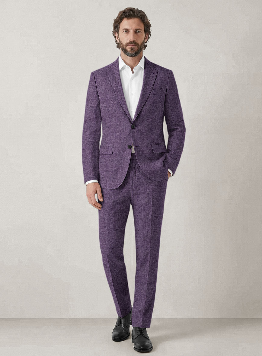 Italian Prato Damson Linen Suit - StudioSuits