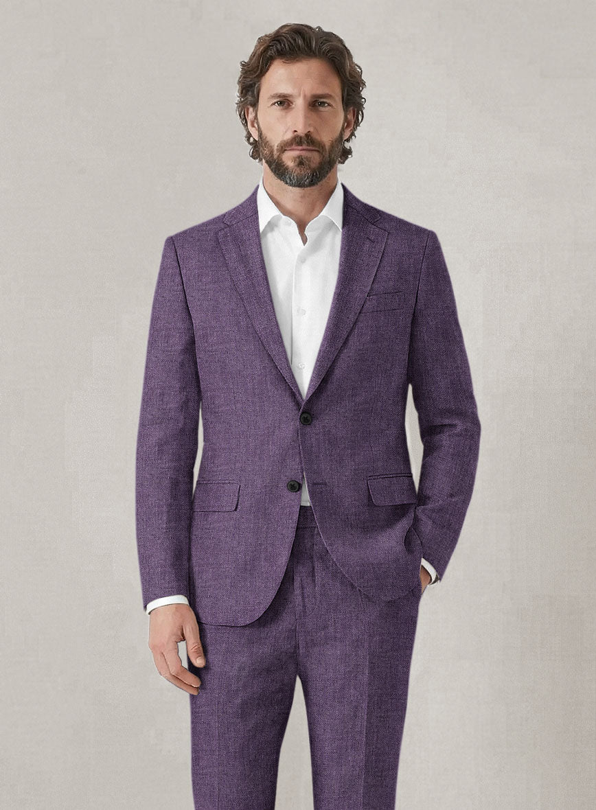 Italian Prato Damson Linen Suit - StudioSuits