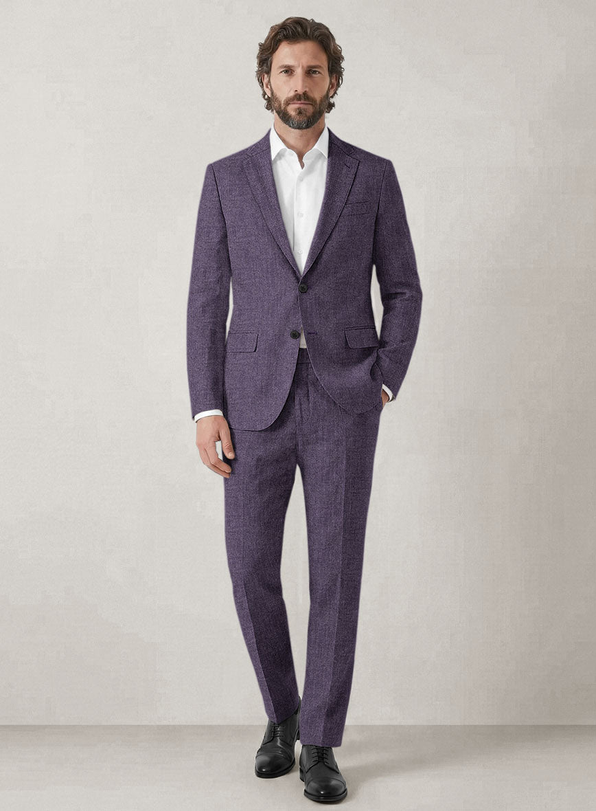 Italian Prato Damson Linen Suit - StudioSuits