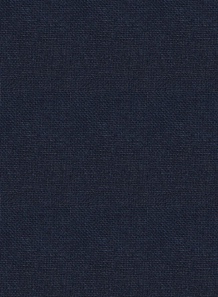 Italian Prato Dark Blue Dobby Linen Pants - StudioSuits