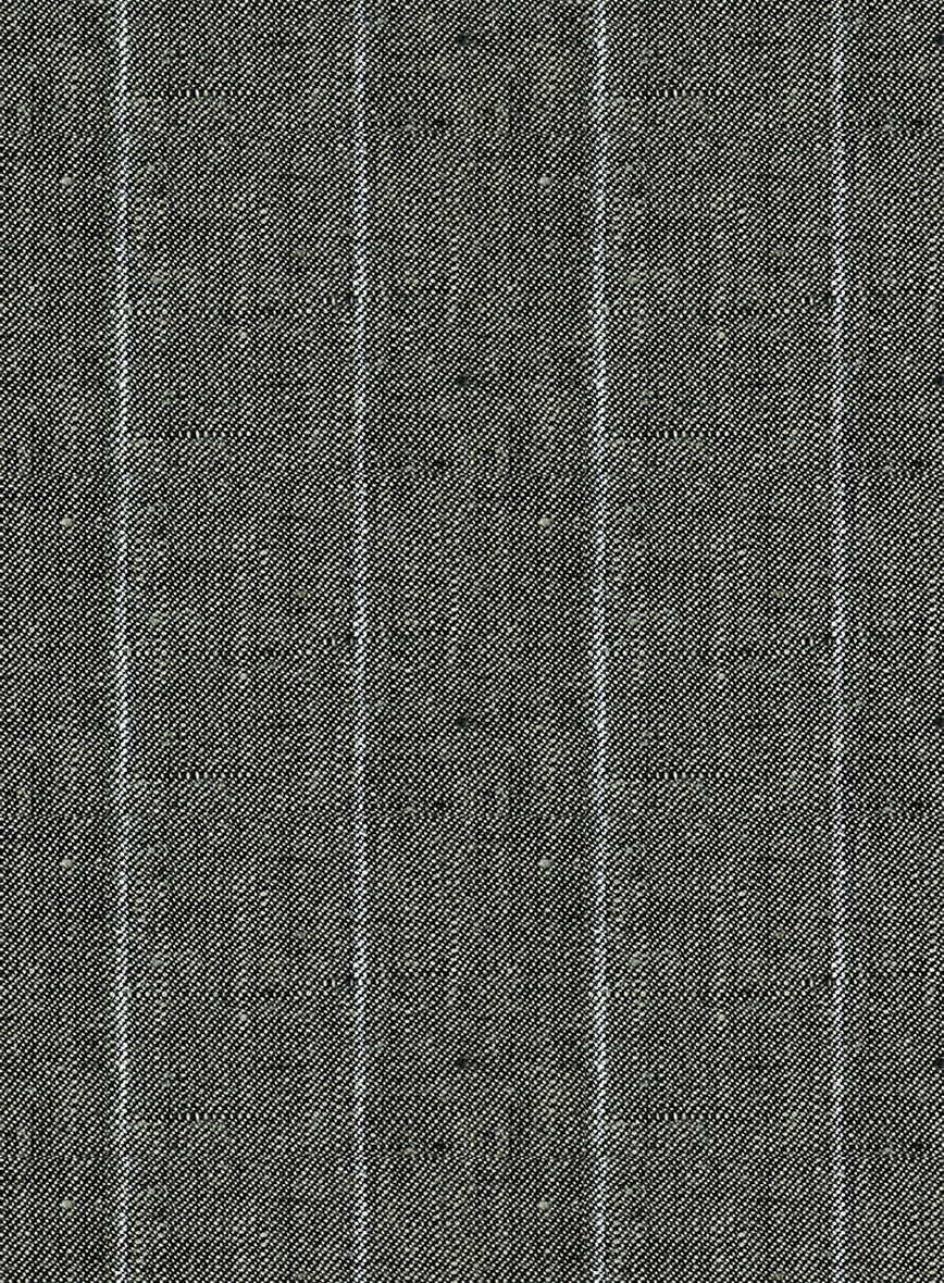 Italian Prato Deep Moss Wide Stripe Linen Pants - StudioSuits