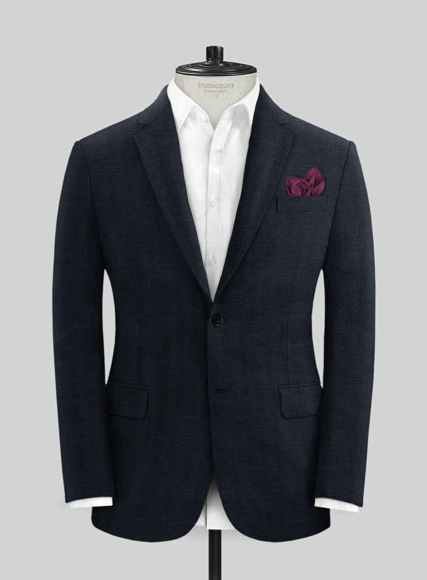 Italian Prato Diesel Blue Herringbone Linen Jacket - StudioSuits
