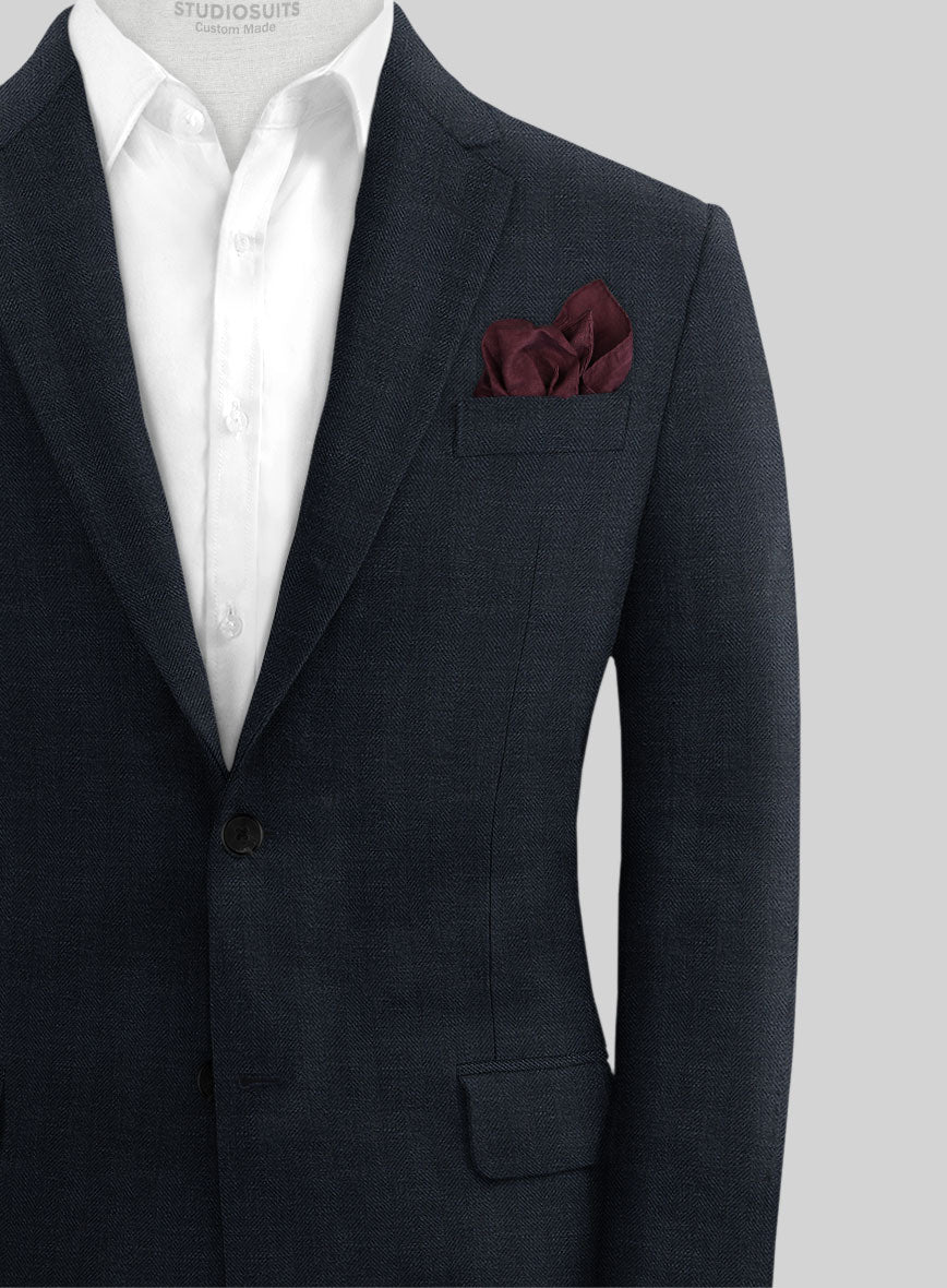 Italian Prato Diesel Blue Herringbone Linen Jacket - StudioSuits