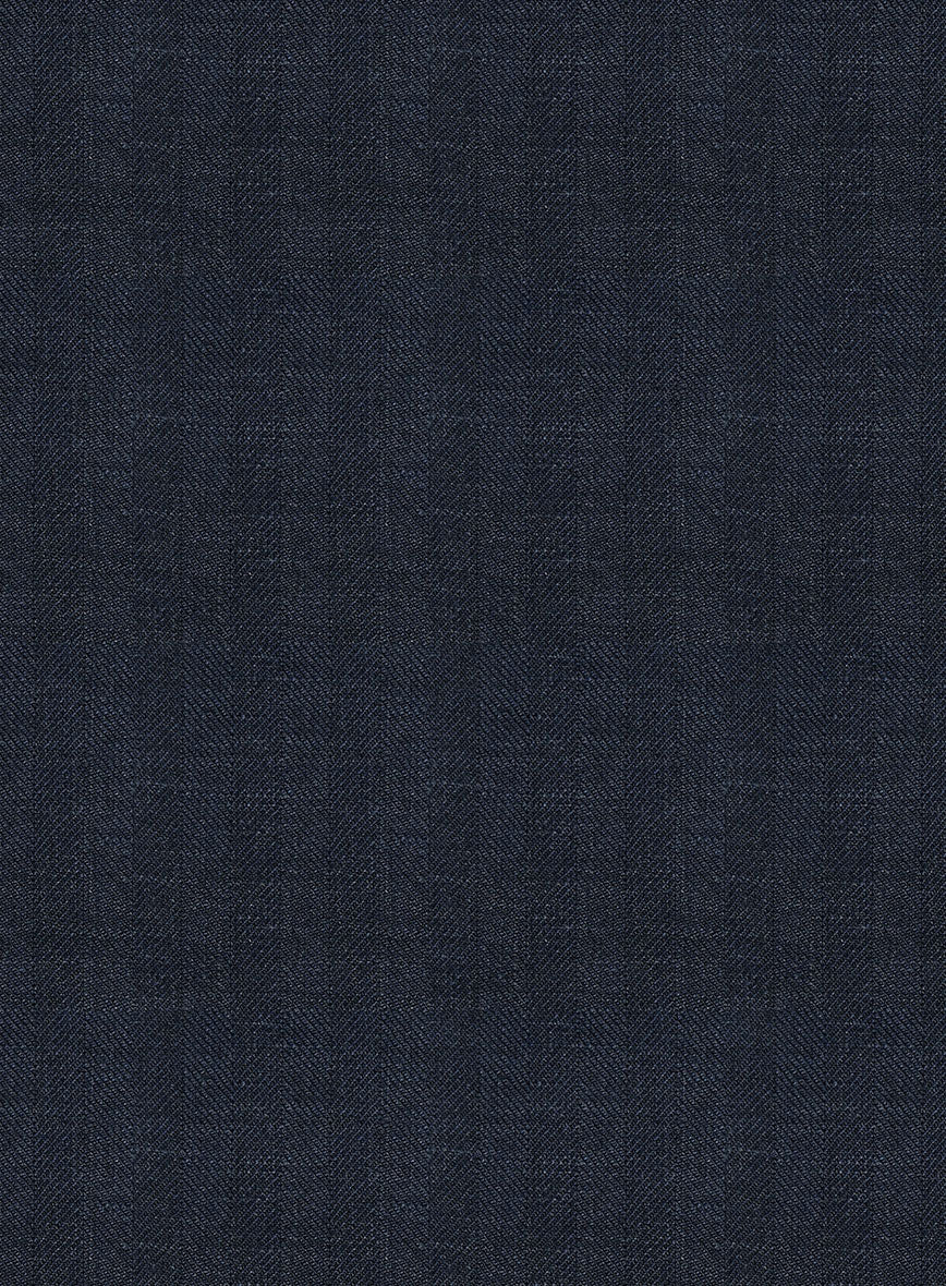 Italian Prato Diesel Blue Herringbone Linen Jacket - StudioSuits