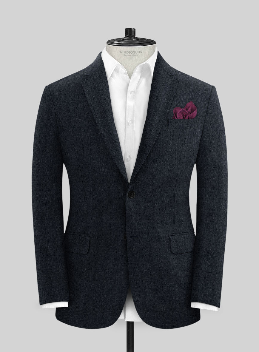 Italian Prato Diesel Blue Herringbone Linen Suit - StudioSuits