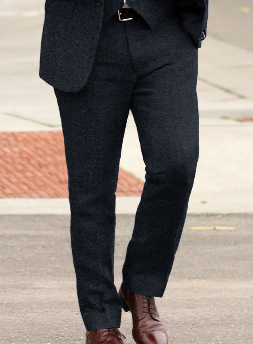 Italian Prato Diesel Blue Herringbone Linen Suit - StudioSuits