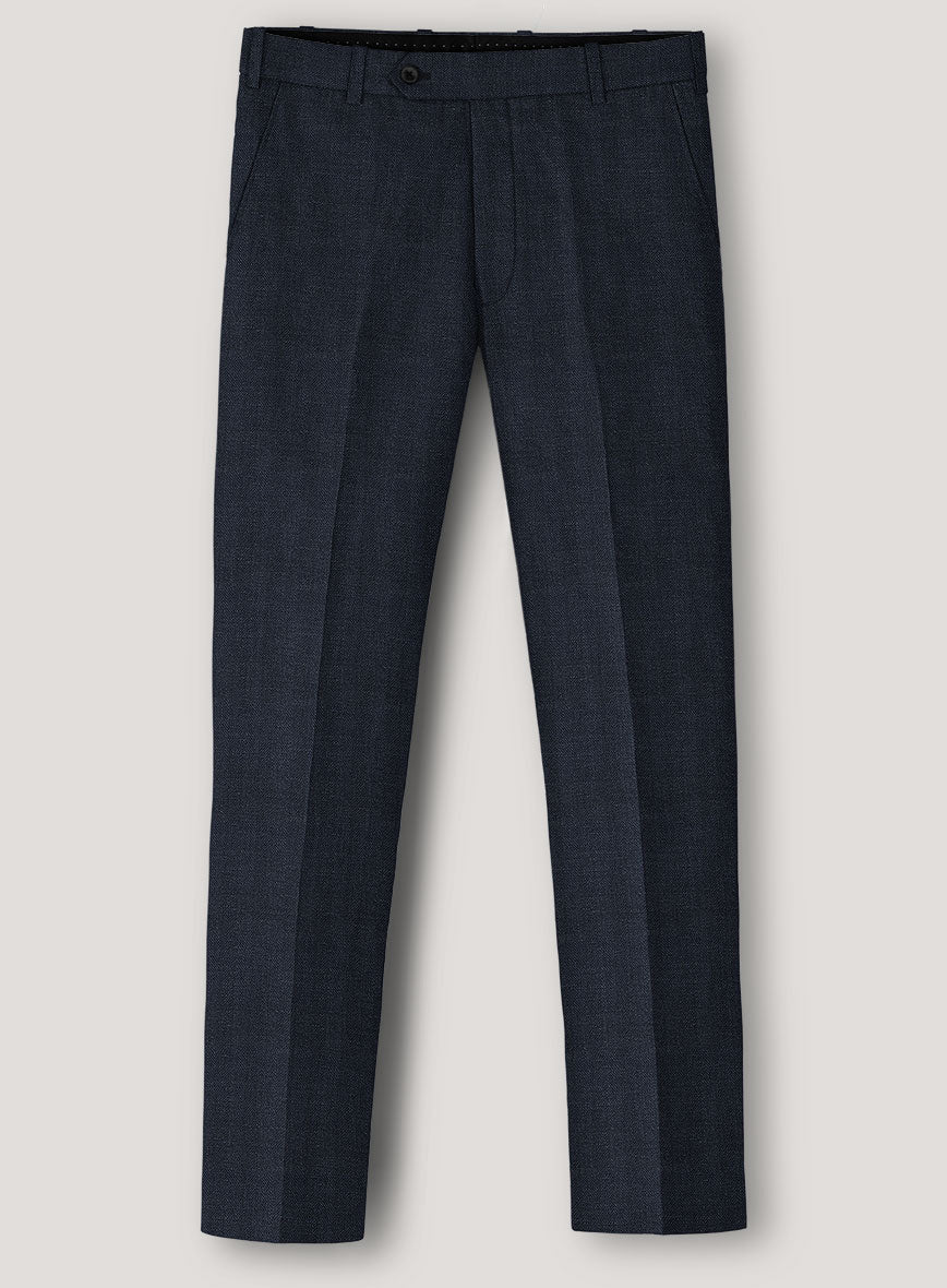 Italian Prato Diesel Blue Herringbone Linen Suit - StudioSuits