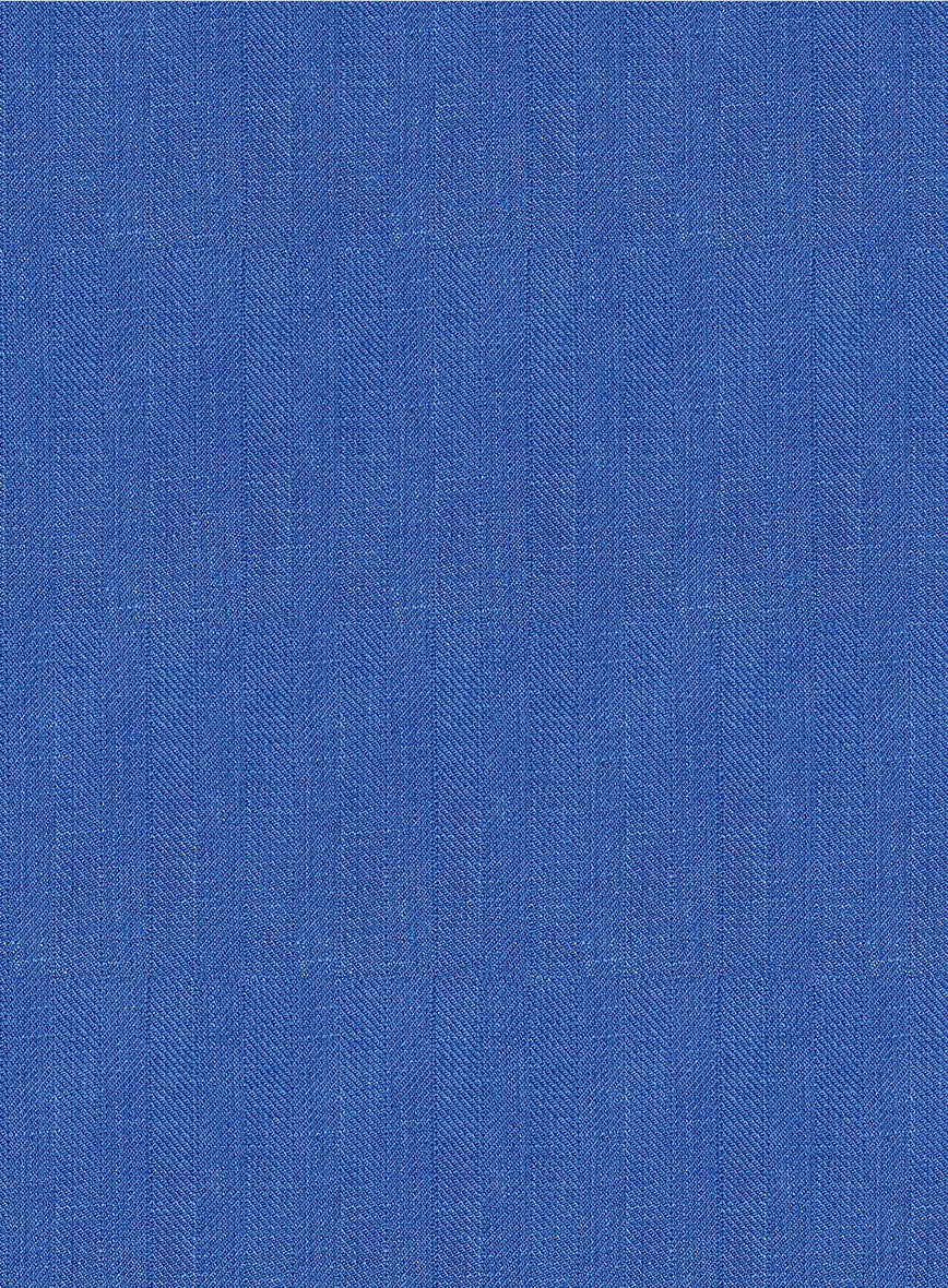 Italian Prato Electric Blue Herringbone Linen Pants - StudioSuits