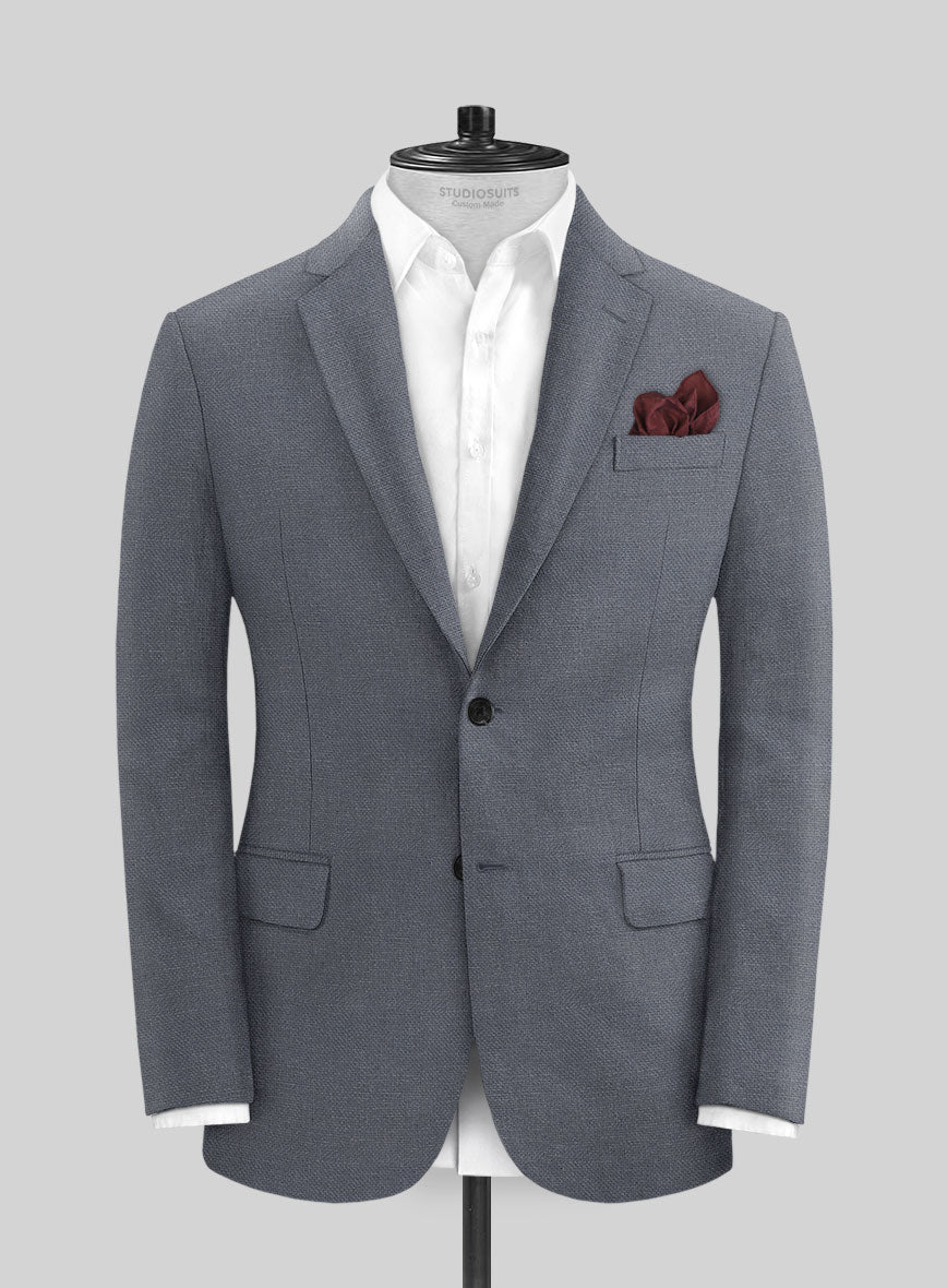 Italian Prato Gray Dobby Linen Jacket - StudioSuits