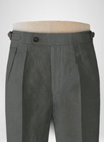 Italian Prato Gray Linen Highland Trousers - StudioSuits