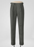 Italian Prato Gray Linen Highland Trousers - StudioSuits