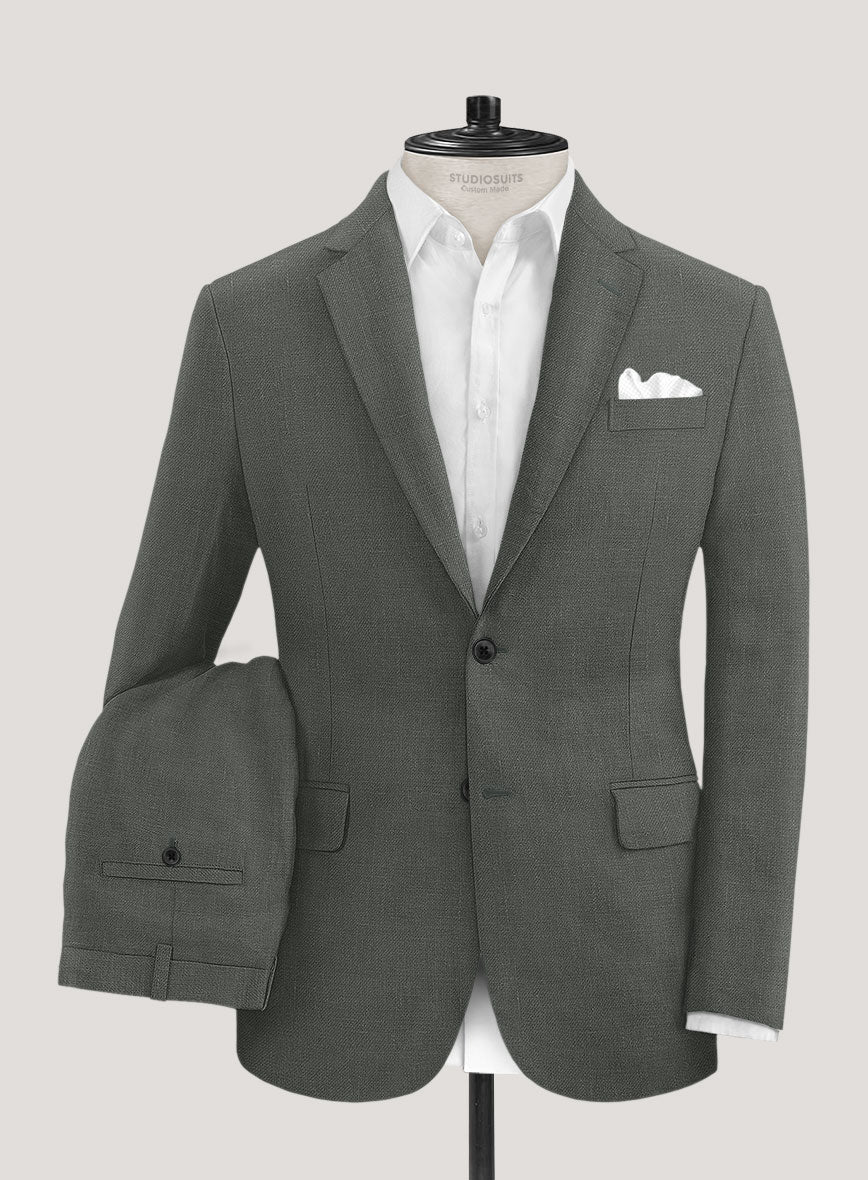 Italian Prato Gray Linen Suit - StudioSuits