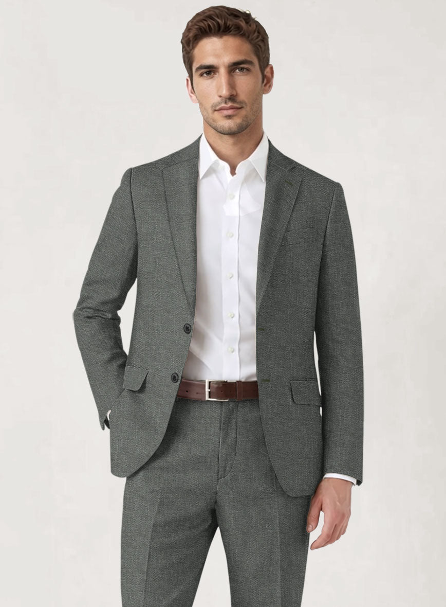 Italian Prato Gray Linen Jacket - StudioSuits