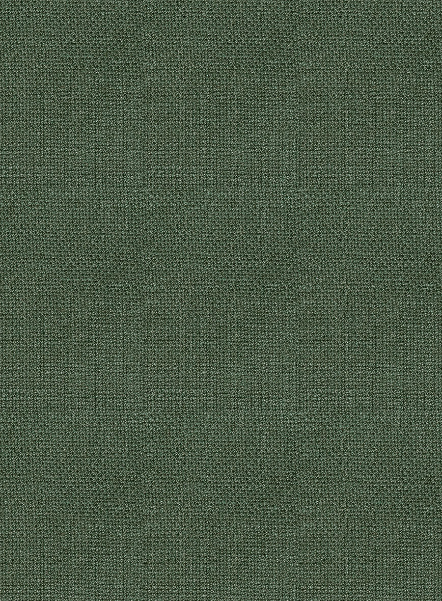 Italian Prato Green Dobby Linen Highland Trousers - StudioSuits