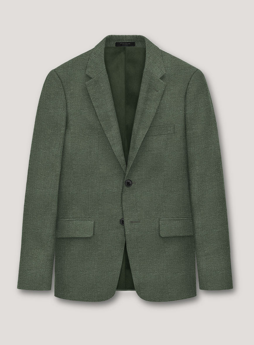 Italian Prato Green Dobby Linen Jacket - StudioSuits