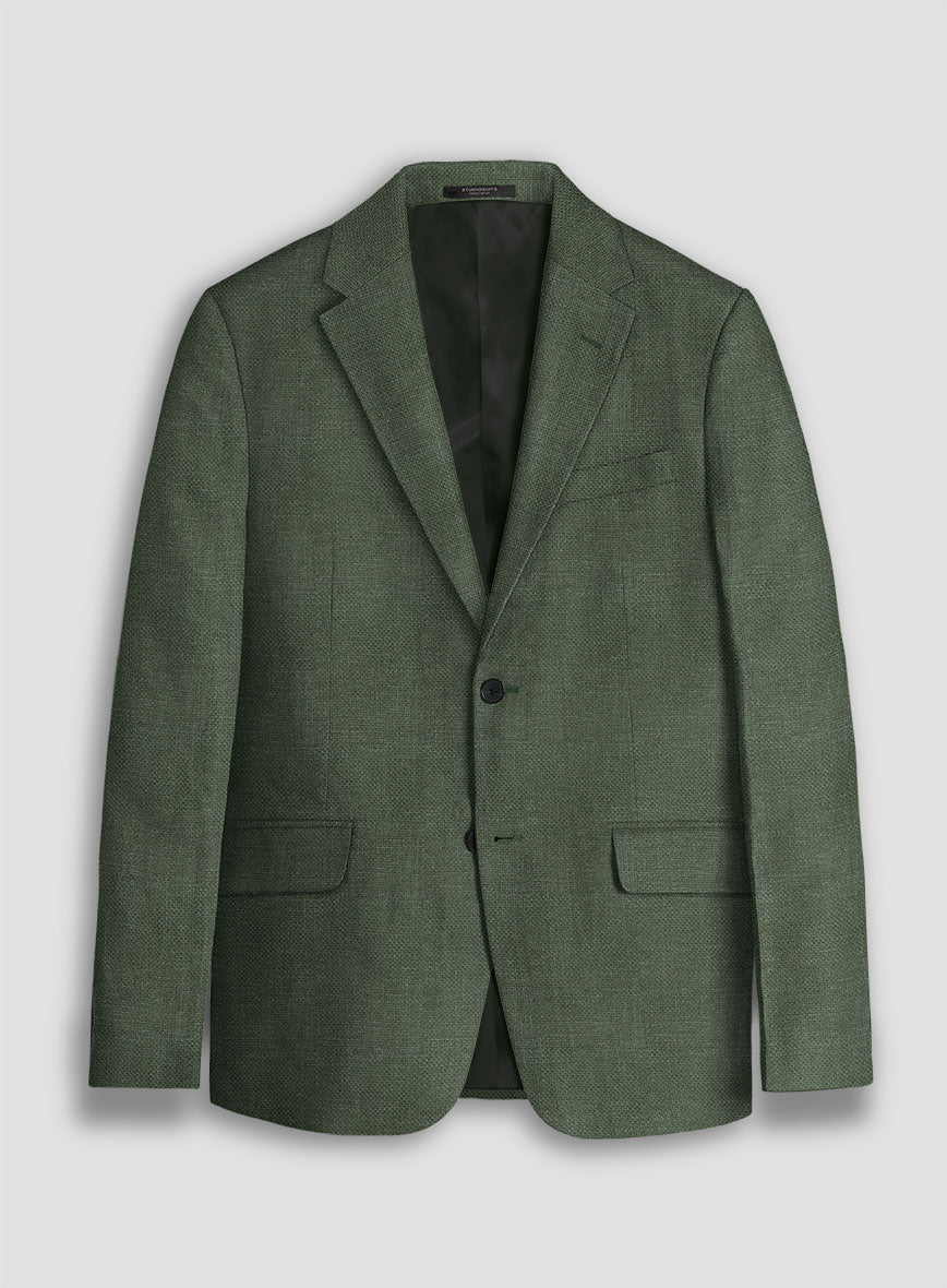 Italian Prato Green Dobby Linen Suit - StudioSuits