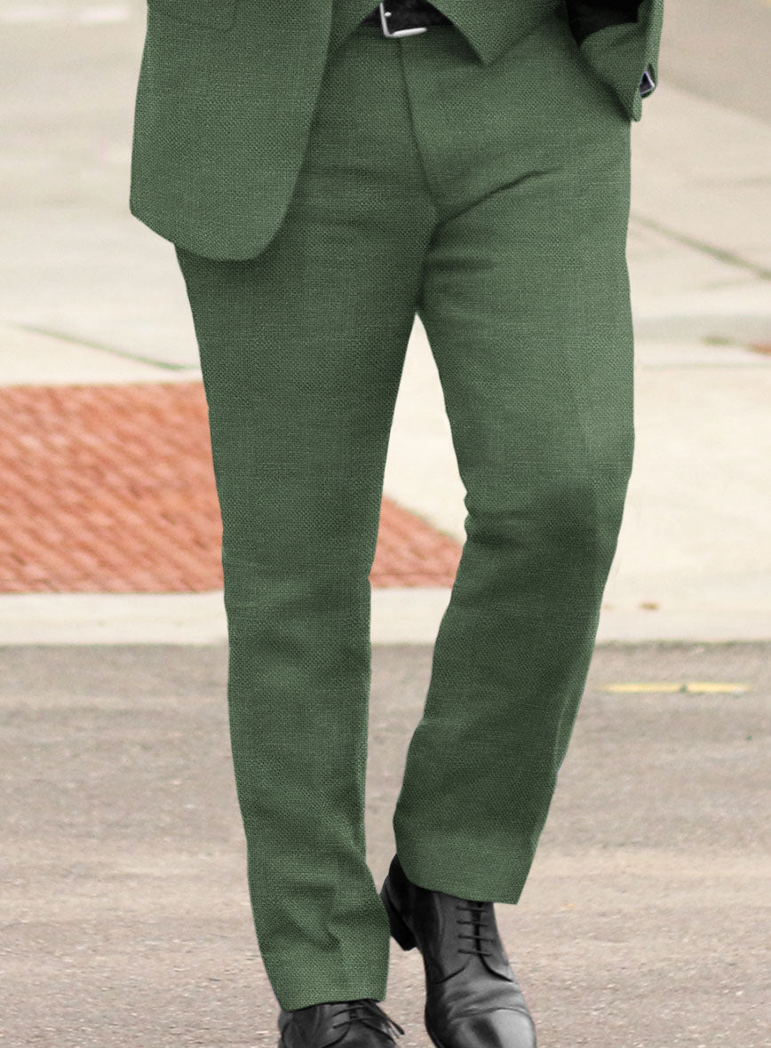 Italian Prato Green Dobby Linen Suit - StudioSuits