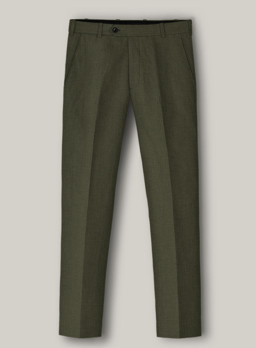 Italian Prato Green Linen Double Breasted Suit - StudioSuits