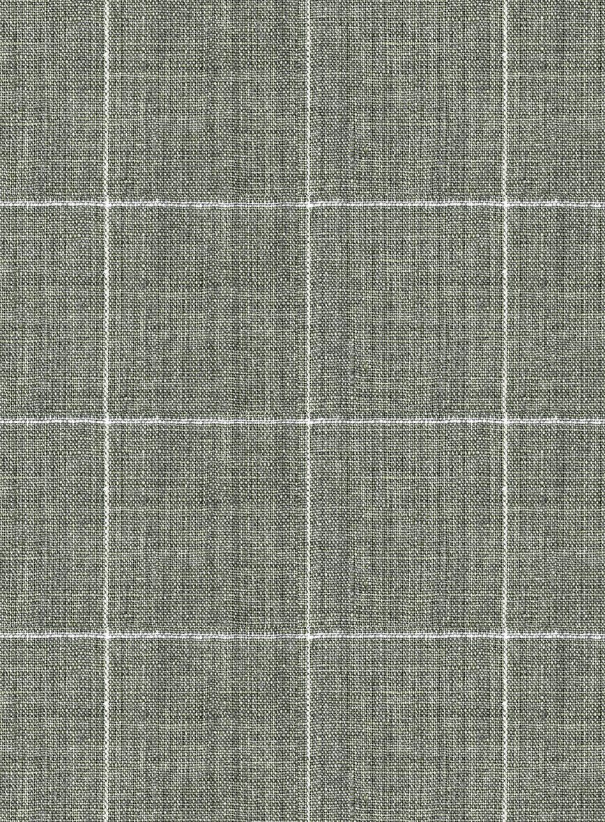 Italian Prato Green Windowpane Linen Jacket - StudioSuits