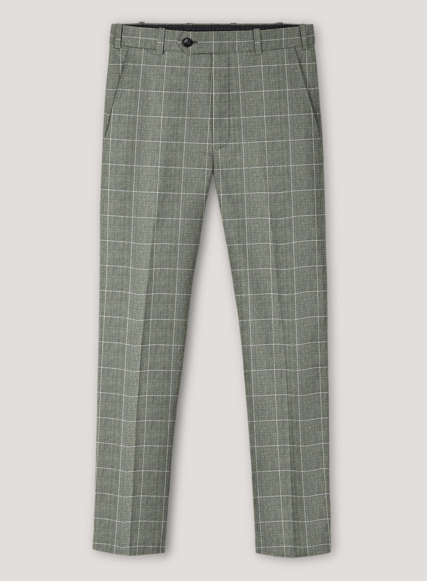 Italian Prato Green Windowpane Linen Suit - StudioSuits
