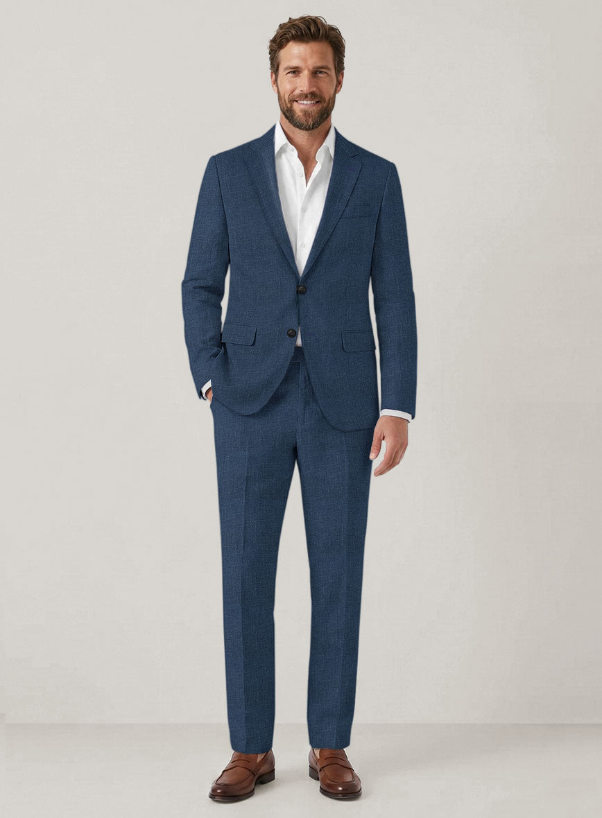 Italian Prato Indigo Blue Linen Suit - StudioSuits