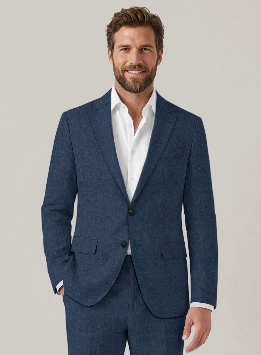 Italian Prato Indigo Blue Linen Suit - StudioSuits