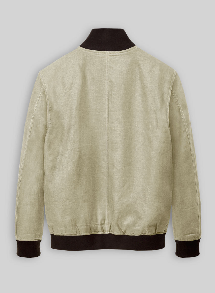 Italian Prato Khaki Linen Bomber Jacket - StudioSuits