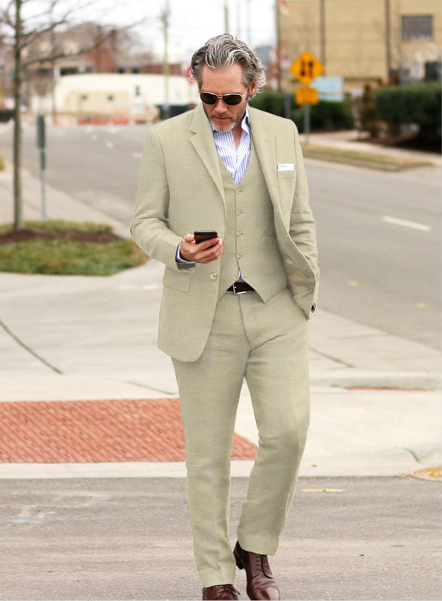 Italian Prato Khaki Linen Suit - StudioSuits