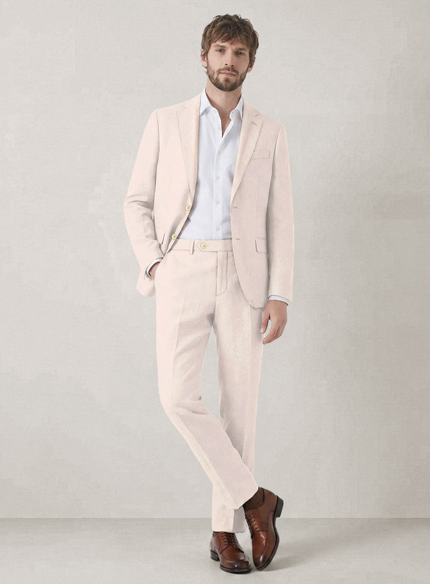 Italian Prato Light Pink Linen Suit - StudioSuits