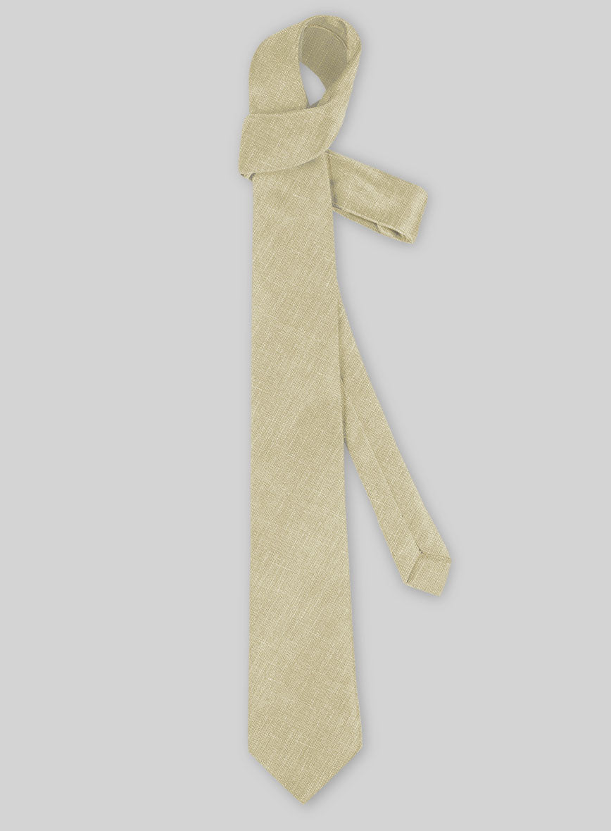 Italian Prato Linen Tie - Khaki - StudioSuits