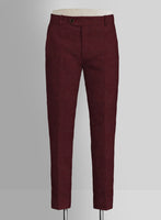 Italian Prato Maroon Linen Pants - StudioSuits