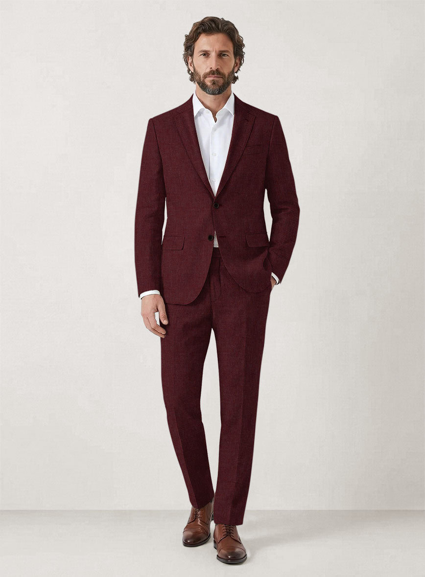Italian Prato Maroon Linen Suit - StudioSuits