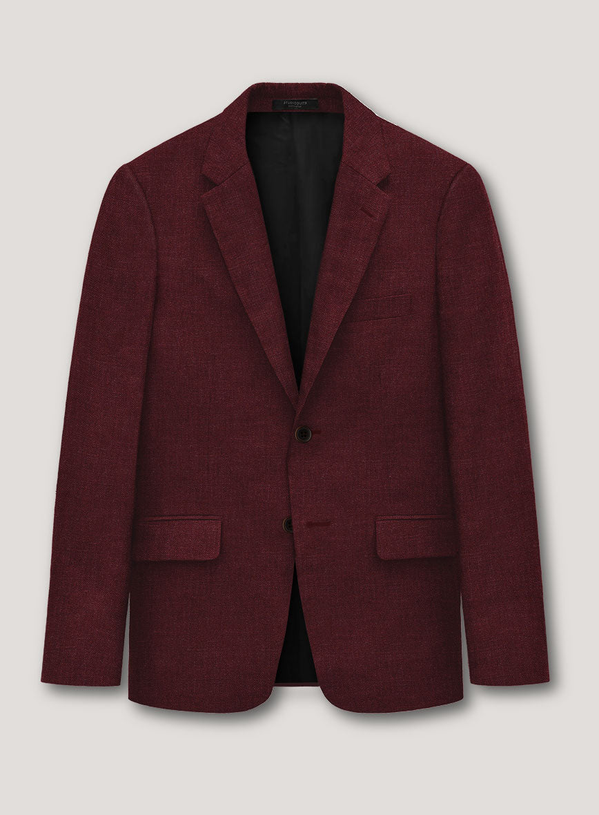 Italian Prato Maroon Linen Jacket - StudioSuits
