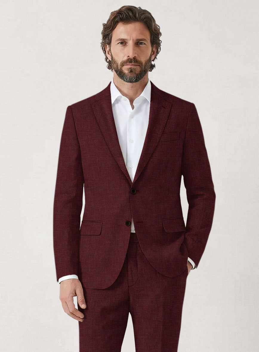 Italian Prato Maroon Linen Jacket - StudioSuits