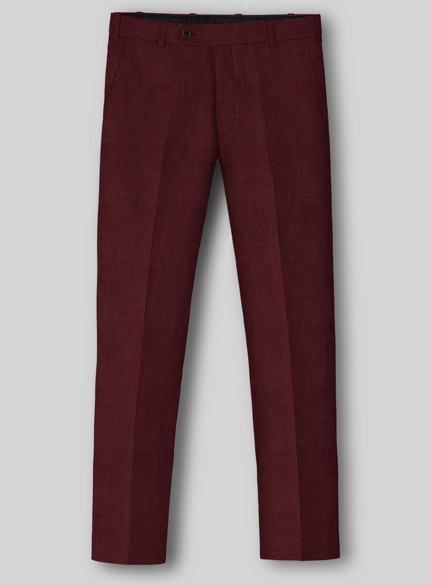 Italian Prato Maroon Linen Pants - StudioSuits