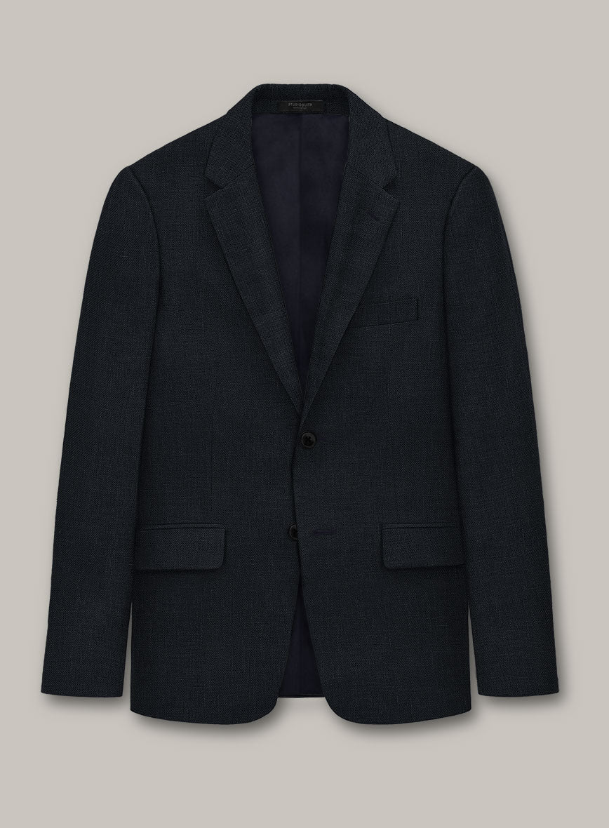 Italian Prato Midnight Linen Jacket - StudioSuits