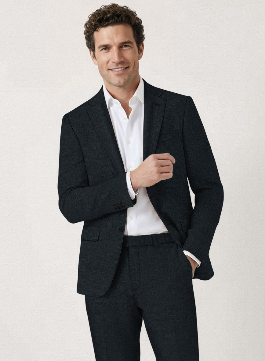 Italian Prato Midnight Linen Jacket - StudioSuits