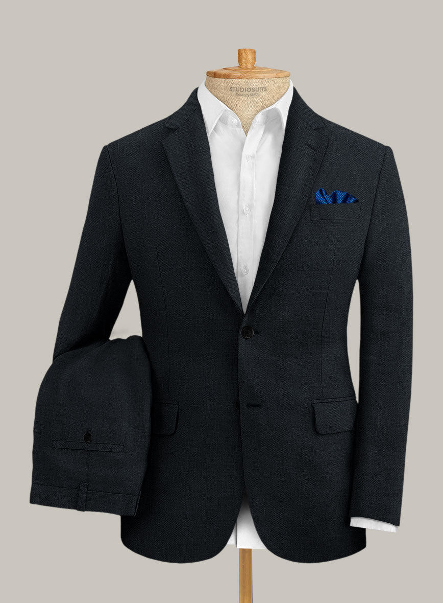 Italian Prato Midnight Linen Suit - StudioSuits