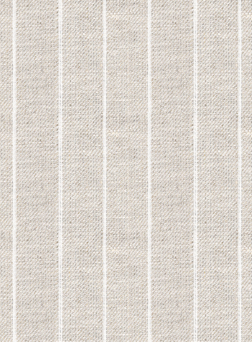 Italian Prato Oatmoss Stripe Linen Pants - StudioSuits