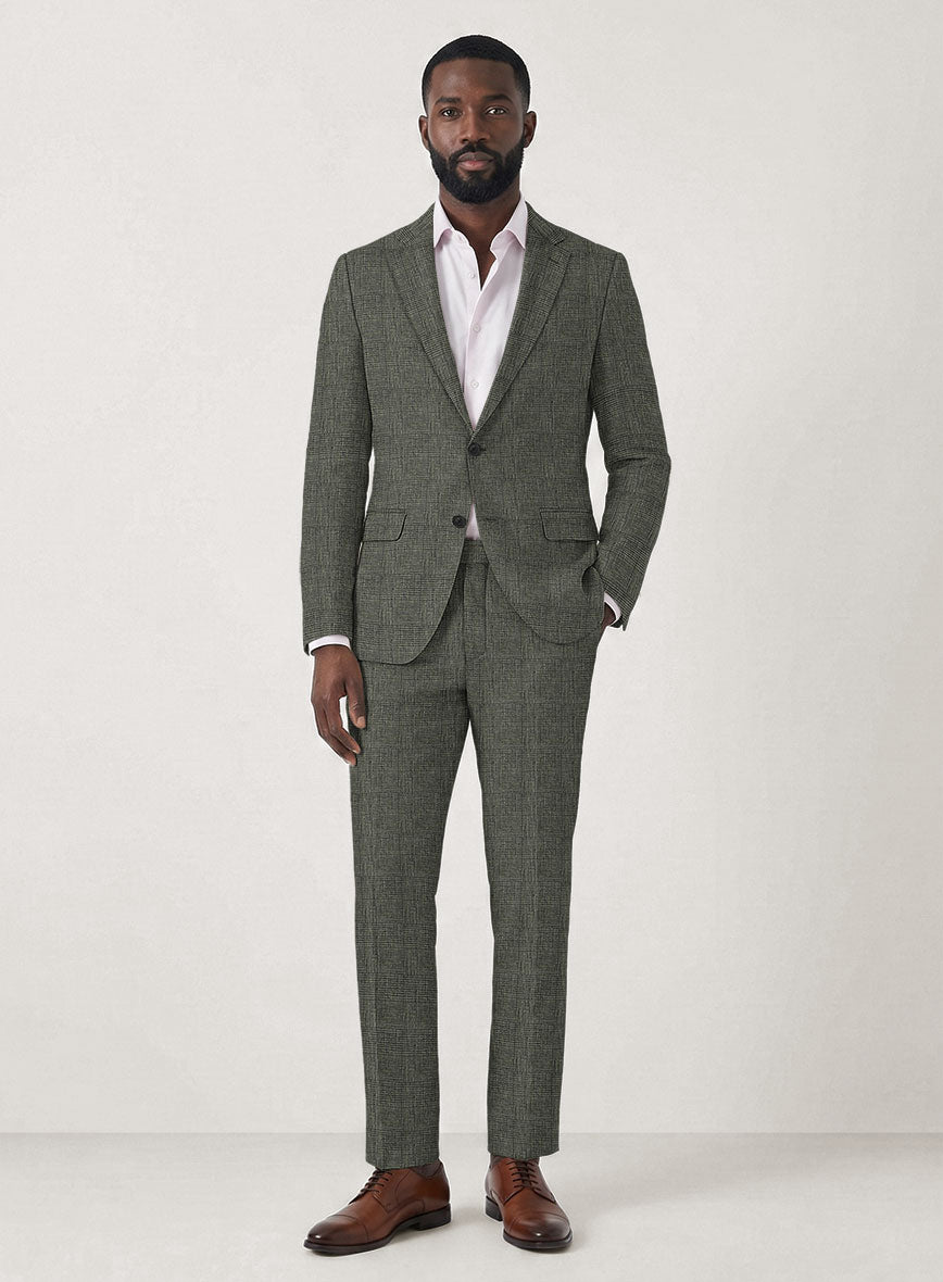 Italian Prato Olive Glen Linen Suit - StudioSuits