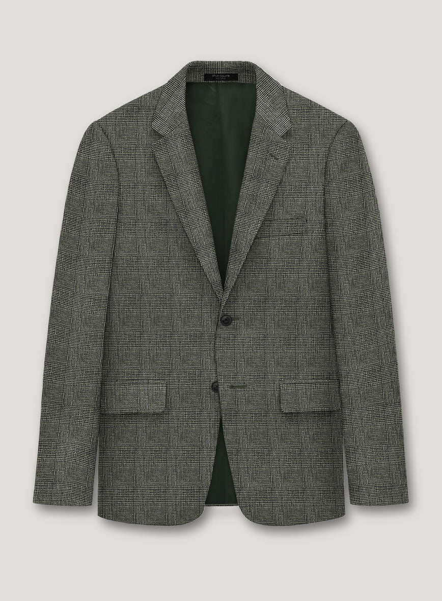 Italian Prato Olive Glen Linen Jacket - StudioSuits