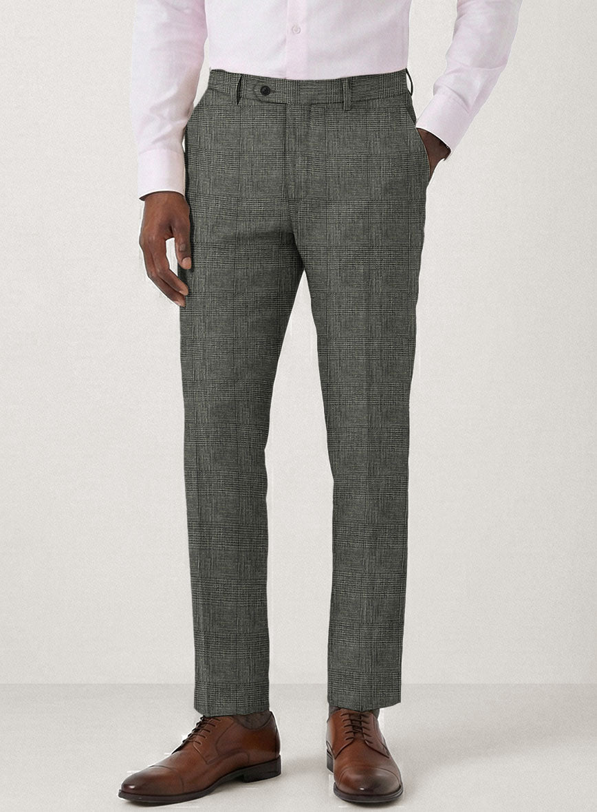 Italian Prato Olive Glen Linen Pants - StudioSuits
