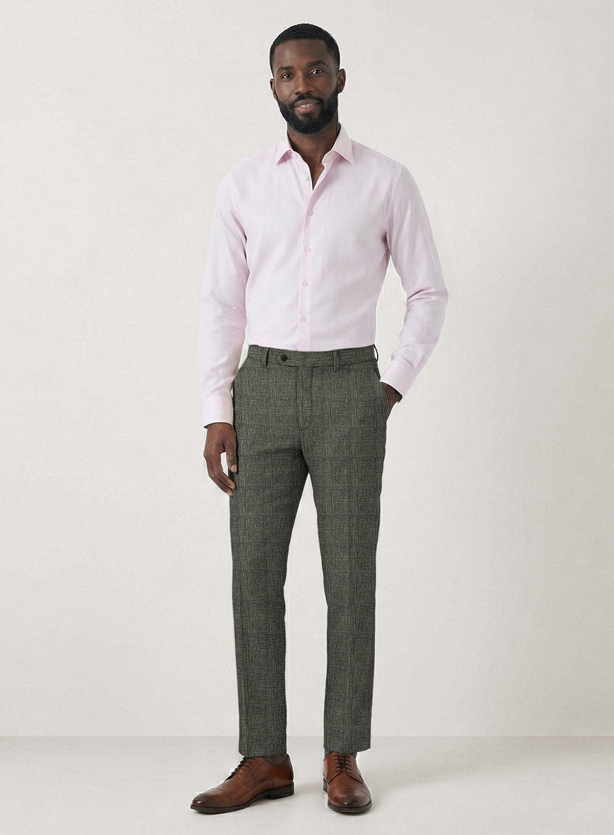 Italian Prato Olive Glen Linen Pants - StudioSuits